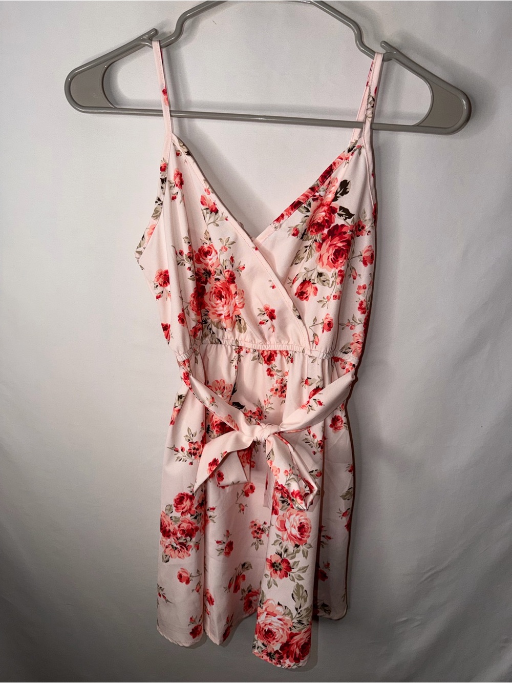 Pink Floral Tie-Waist Spaghetti-Strap Dress for Kids
